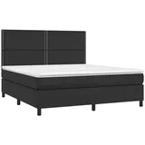 vidaXL Boxspringbett mit Matratze Schwarz 160x200 cm Kunstleder