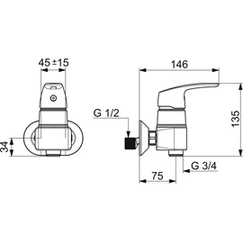 Hansa Hansapinto Duscharmatur Einhebelmischer für Wandaufbau Chrom 45692183