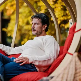 Konsimo Callisto Hölzerner Hängesessel Für Zwei Personen, Rot, - Konsimo®