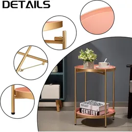 luxuskollektion Beistelltisch Rund Gold Metall 2 Ebenen Couchtisch Teetisch Nachttisch