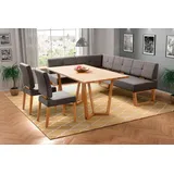 Home Affaire Eckbankgruppe »Ponza Eckbank Küchenbank BESTSELLER«, (Set, 4 tlg.), Sitzgruppe Esszimmer Stühle Tisch und Bank bequem gepolstert braun Eiche geölt,