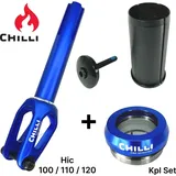 F26 Chilli Pro Scooters Slim Cut Stunt-Scooter Fork HIC Kit + Headset Blau