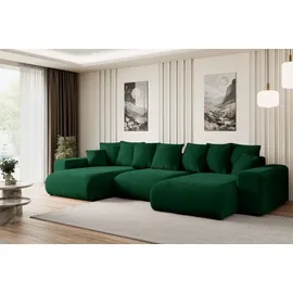 altdecor Ecksofa U-Form mit Schlaffunktion 3-Sitzer Grün