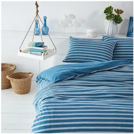 BettwarenShop Melangestreifen Gestreift Blau 155 x 220 cm + 80 x 80 cm