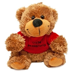 L und B Plüsch Kuscheltier Bär Gute Besserung mit Hemd ca. 17 cm - Teddybär - Trostbär (1-St) rot