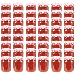 vidaXL Marmeladengläser mit Weißem/Rotem Deckel 48 Stk. 230 ml
