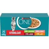 Purina One Adult Sterilcat mit Rind, Truthahn, Huhn, Lachs in Sauce Katzen-Nassfutter 80 x 85 g