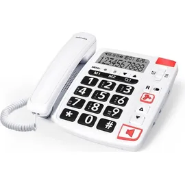 Swissvoice Xtra 1110 Schnurgebundenes Seniorentelefon Foto-Tasten, Freisprechen, inkl. Notrufsender, Wahlwiederholung Weiß