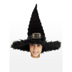 Elope Kostüm Hexenhut Böse Hexe, Extravagante Kopfbedeckung für zauberhafte Auftritte schwarz