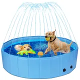 nobleza Hundematte Hundepool für Große Hunde mit Sprinkler, Planschbecken für Hunde blau