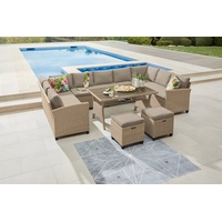 KONIFERA »Rotterdam«, 20-tlg. Polyrattan, Stahl, Tischplatte aus Nonwood, grau-beige,