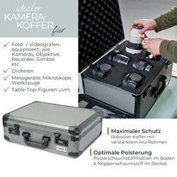 HMF 14402-02 Alu Fotokoffer, mit Rasterschaumstoff, 46 x 33 x 15 cm