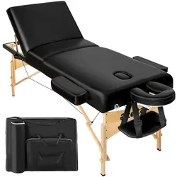 TECTAKE 3 Zonen Massageliege mit 10cm Polsterung und Holzgestellschwarz