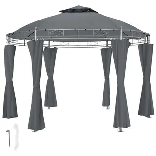 Tectake Gartenpavillon Siana Ø 3,5 m Dunkelgrau