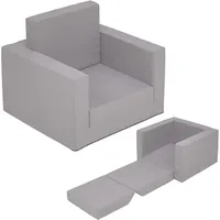 Spetebo - Kinder Polstersessel 2in1 ausklappbar - grau - Kindersessel 48 x 41 cm zum Aufklappen