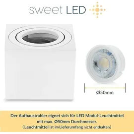 Sweet Led Deckenspots 4xAufputz flach 50mm Alu Aufbauspots 230V Aufbaustrahler weiß eckig