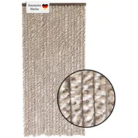 Lemodo Flauschvorhang 90x200cm beige-braun-weiß meliert, Fliegenschutz, Türvorhang Wohnwagen