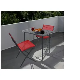 VCM 3-tlg Gartenmöbel 3er-Set - rot ¦ Maße cm B. 80 x T. 55 Klappbar Garten Set Sumila