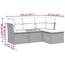vidaXL Garten-Lounge-Set 4-tlg. schwarz