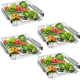 NAIZY 4x Teleskopschublade 50cm Breite anwendbar Küchenschublade Silber Küchen Regal aus Massiver Edelstahl Schrankauszug Küchenschrank (Tatsächliche Breite 47cm, 4 Stück)