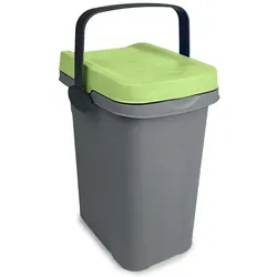 Abfallbehälter 7 Liter, Abfalleimer aus Kunststoff, grau/grün