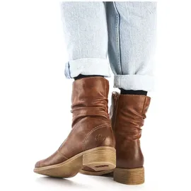 Rieker Damen Stiefelette Blockabsatz Warmfutter Reißverschluss Raffung 76581, Größe:39 EU, Farbe:Braun - Braun 39
