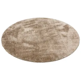MY HOME Hochflor-Teppich MY HOME "Malin" Gr. 9, beige (sand), H:43mm Ø:140cm, Kunstfaser, Teppiche, Uni-Farben, leicht glänzend, besonders flauschig durch Mikrofaser