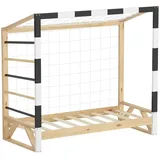 ML-Design Kinderbett Fußballtor 70 x 140 cm Kiefer schwarz-weiß