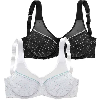 PETITE FLEUR Damen Bügel-BH Ouvert im 2er Pack mit Netz, Verstellbare Träger - 80 / E