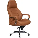 FineBuy Bürostuhl Chefsessel Echtleder Ergonomisch XXL Drehstuhl 120 kg Stuhl - Beige