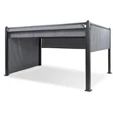 Blumfeldt Pantheon Cortina Pavillon, Wasserdicht mit Faltdach, Stabiler Gartenzelt mit Seitenwänden, Metall Winterfest, Partyzelt mit UV-Schutz, Polyester, 3x4m, Grau