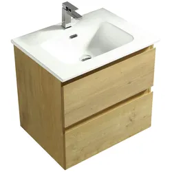 Alpenberger Moderner Waschplatz | Badmöbel Set Keramik Waschbecken mit Unterschrank | SoftClose Schubladen Vormontiert | inkl. Schubladen Organizer