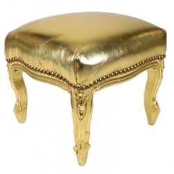 Casa Padrino Barock Fußhocker Gold Lederoptik / Gold - Antik Stil Möbel - Hocker