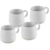 KARACA Fika Türkische Kaffeetasse aus Steingut, Espressotasse und Untertasse, 4-teilig, 120 ml, Weiß Multi