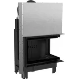 Kamineinsatz KRATKI MBA rechts 17 kW Ø 200 mit Schiebetür gebogenes Glas schwarz Verkleidung - Schwarz