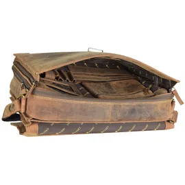GREENBURRY Vintage Aktentasche Leder 40 cm Laptopfach braun