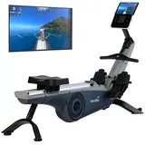 Skandika Rudergerät für Zuhause Freki, 24 Widerstandsstufen,19 Trainingsprogramme, 12kg Schwungmasse, Magnetwiderstand, Studio-Qualität, LCD-Display, Kinomap, aufstellbar, wartungsarm Bis 135kg