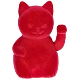 MIJOMA Winkefigur Dekofigur mit Flock-Beschichtung – Farbige Wackelhand-Figur mit Bewegung – Dekoratives Wohnaccessoire für modernes Interior Design (Rot, Winkekatze - 17cm)