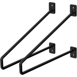 ML-Design 2 Stück Regalhalterung 265 mm Schwarz, aus Stahl, Haarnadel Regalwinkel, Hairpin Wandhalterung, Regalträger für Wandmontage, Industrielle Wandregal, Wandkonsole