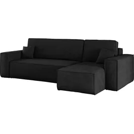 kaiser möbel Ecksofa mit schlaffunktion und bettkasten, Sofa L-form, Couch L-form BEST Dicker Cord Schwarz Rechts
