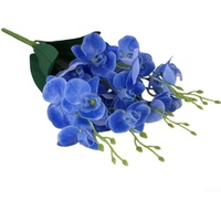 ARMYJY Künstliche Schmetterlings-Orchidee, Blumenstrauß, 20 Blüten, Hochzeit, Heimdekoration, Blau