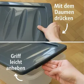BigDean Aufbewahrungsbox 80 L 4-tlg. transparent/weiß