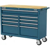 HBM Werkzeugwagen mit Holzarbeitsplatte - 117 cm - Blau