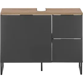 Stella Trading Waschbeckenunterschrank 2 Schubladen 80 x 60 x 35 cm Schwarz/Eiche