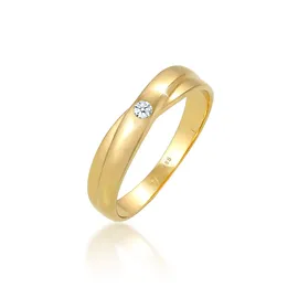 Elli DIAMONDS Ring 585 Gelbgold Ehering, Verlobungsring Diamant Weiß Brillantschliff (0.03 ct) Gel - Gr. 52