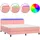 vidaXL Boxspringbett mit Matratze & LED Rosa 160x200 cm Samt