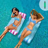 Linghhang - 2er-Pack Pool-Hängematten, aufblasbare Pool-Matratzen, 4-in-1 schwimmende Liege-Schwimmhängematte, Wasserhängematte, aufblasbare