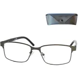 Mini Brille Dünne Lesebrille Graphit Unisex +1.5 Metallrahmen mit Etui - 1.5
