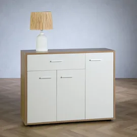 CARO-Möbel Sideboard Estelle 88 x 70 x 30 cm Sonoma Eiche / Weiß