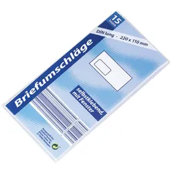 Fenster-Briefumschläge DL, 15er Pack